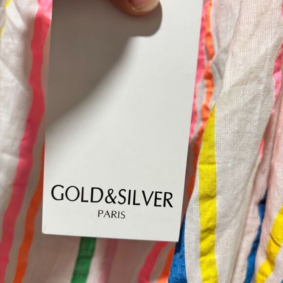 Gold & Silver Womens Jurkje Shany Dress One Size Multicolor Striped 3/4 Sleeve - Picture 5 of 10